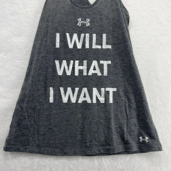 Under Armour Tank Top Women's Sz S Gray Statement Print Scoop Neck Racerback - Picture 6 of 7